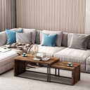 HOMCOM Nesting Coffee Tables Set of 2 Metal Frame Black/Brown - Photo 2