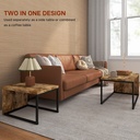HOMCOM Nesting Coffee Tables Set of 2 Metal Frame Black/Brown - Photo 6
