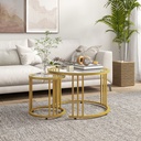 HOMCOM Nesting Coffee Tables Set of 2 Steel Gold Tone 60cm - Photo 2