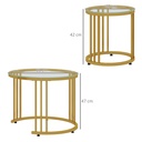 HOMCOM Nesting Coffee Tables Set of 2 Steel Gold Tone 60cm - Photo 3