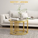 HOMCOM Nesting Coffee Tables Set of 2 Steel Gold Tone 60cm - Photo 4