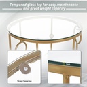 HOMCOM Round Coffee Tables Set of 2 Gold Steel Glass Top - Photo 6