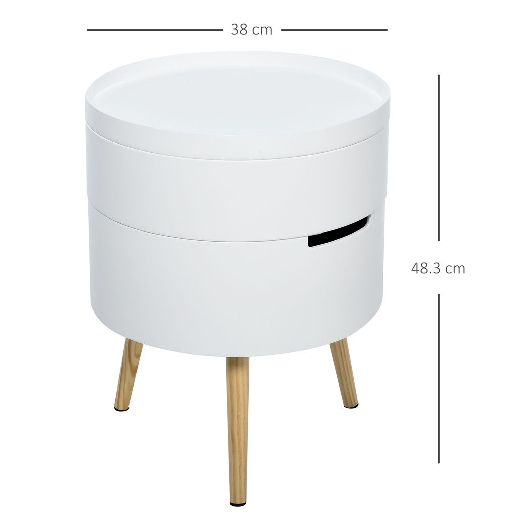 HOMCOM 3-Tier Round Coffee Table Set of 2 with Storage White - Photo 3