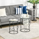 HOMCOM Nesting Round Coffee Table Set of 2 Black - Photo 2