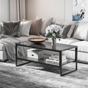 HOMCOM Marble Coffee Table Metal Frame Black 106x50cm - Photo 2