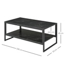 HOMCOM Marble Coffee Table Metal Frame Black 106x50cm - Photo 3