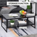 HOMCOM Marble Coffee Table Metal Frame Black 106x50cm - Photo 4