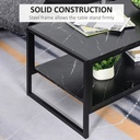 HOMCOM Marble Coffee Table Metal Frame Black 106x50cm - Photo 5