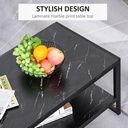 HOMCOM Marble Coffee Table Metal Frame Black 106x50cm - Photo 6