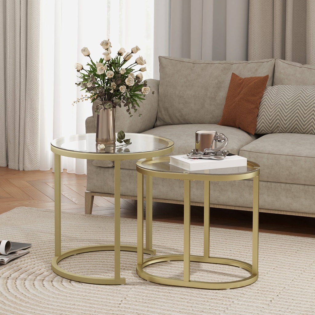 Coffee Table Set 50L x 50W x 50.5H cm Clear - Photo 2