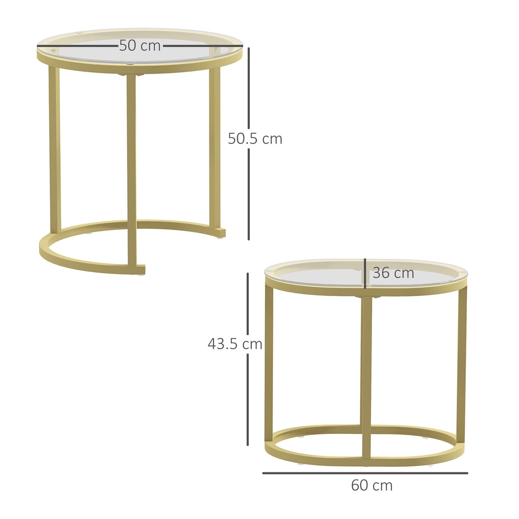 Coffee Table Set 50L x 50W x 50.5H cm Clear - Photo 3