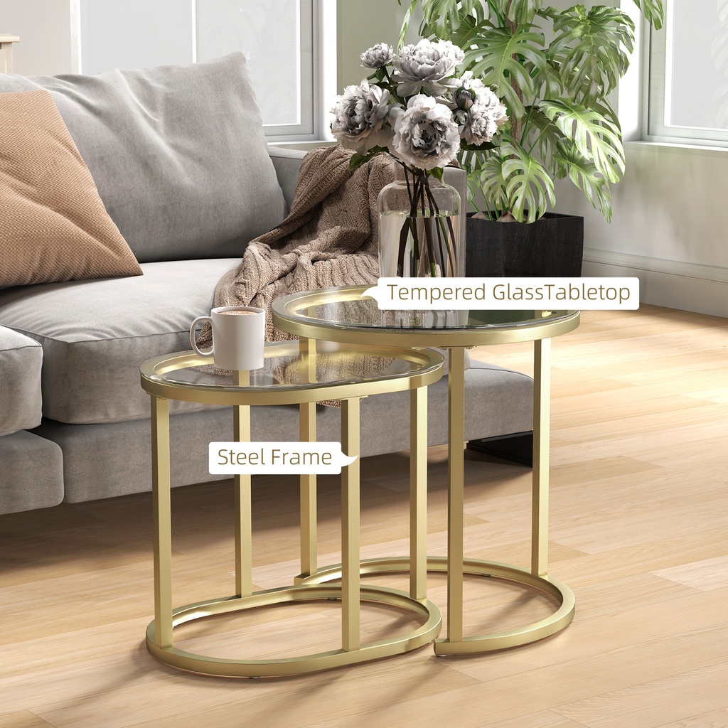 Coffee Table Set 50L x 50W x 50.5H cm Clear - Photo 5