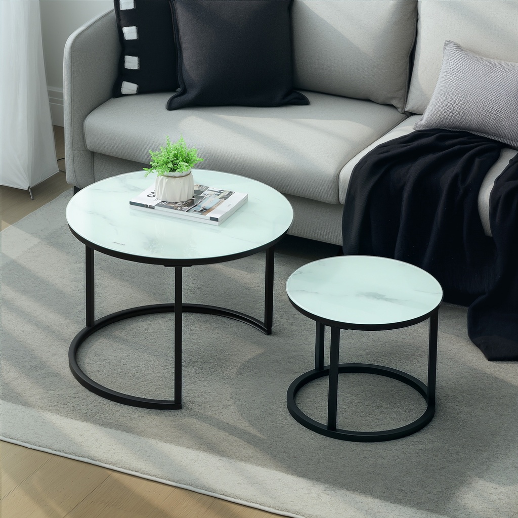 Coffee Table Set Φ60 x 45Hcm White - Photo 2
