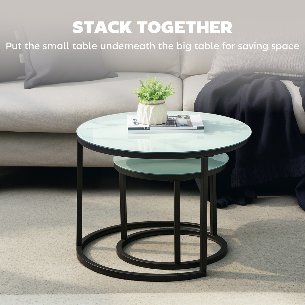 Coffee Table Set Φ60 x 45Hcm White - Photo 4