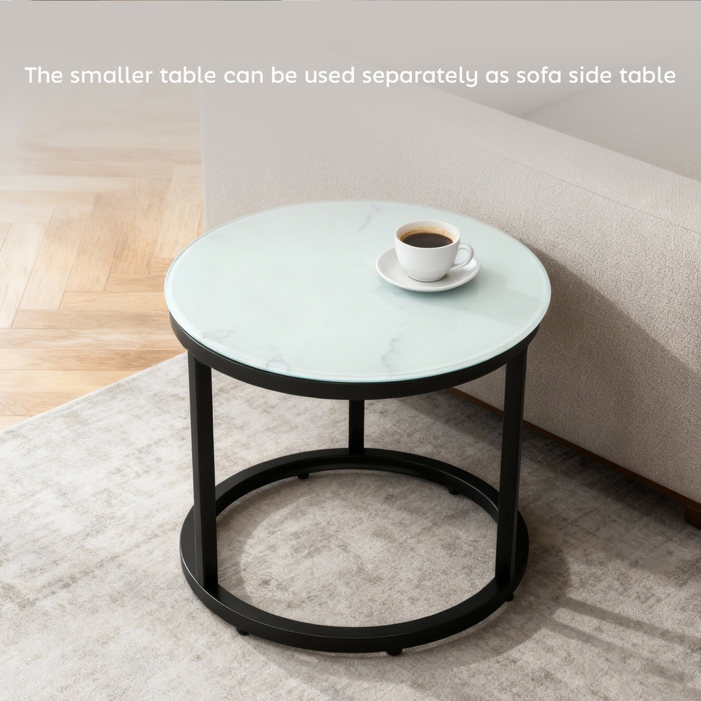 Coffee Table Set Φ60 x 45Hcm White - Photo 5