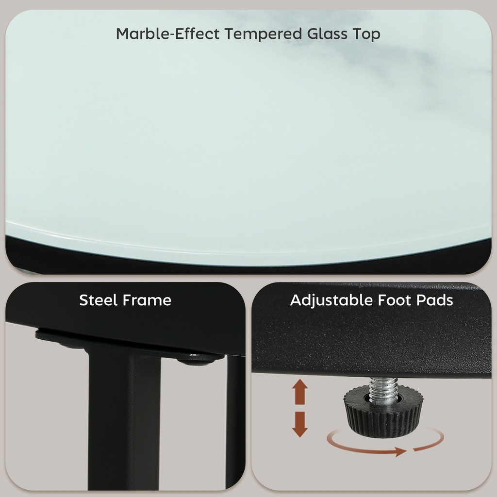 Coffee Table Set Φ60 x 45Hcm White - Photo 6