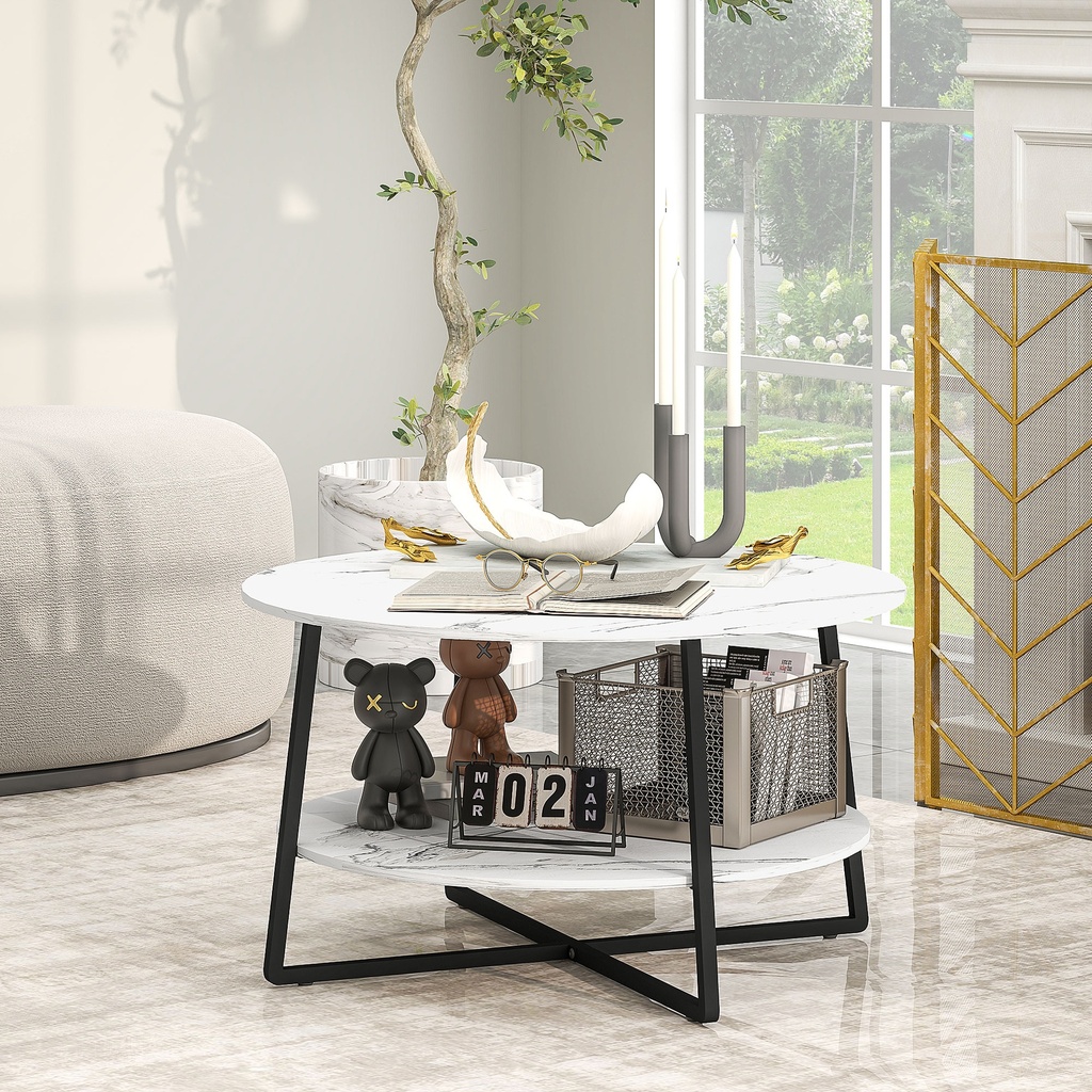 Coffee Table 80W x 80D x 45H cm White - Photo 2