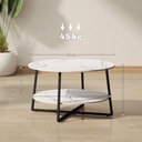 Coffee Table 80W x 80D x 45H cm White - Photo 3