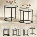 HOMCOM Nest of Tables Modern Steel Glass Set of 2 Black - Photo 3
