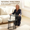 HOMCOM Nest of Tables Modern Steel Glass Set of 2 Black - Photo 4
