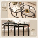 HOMCOM Nest of Tables Modern Steel Glass Set of 2 Black - Photo 5