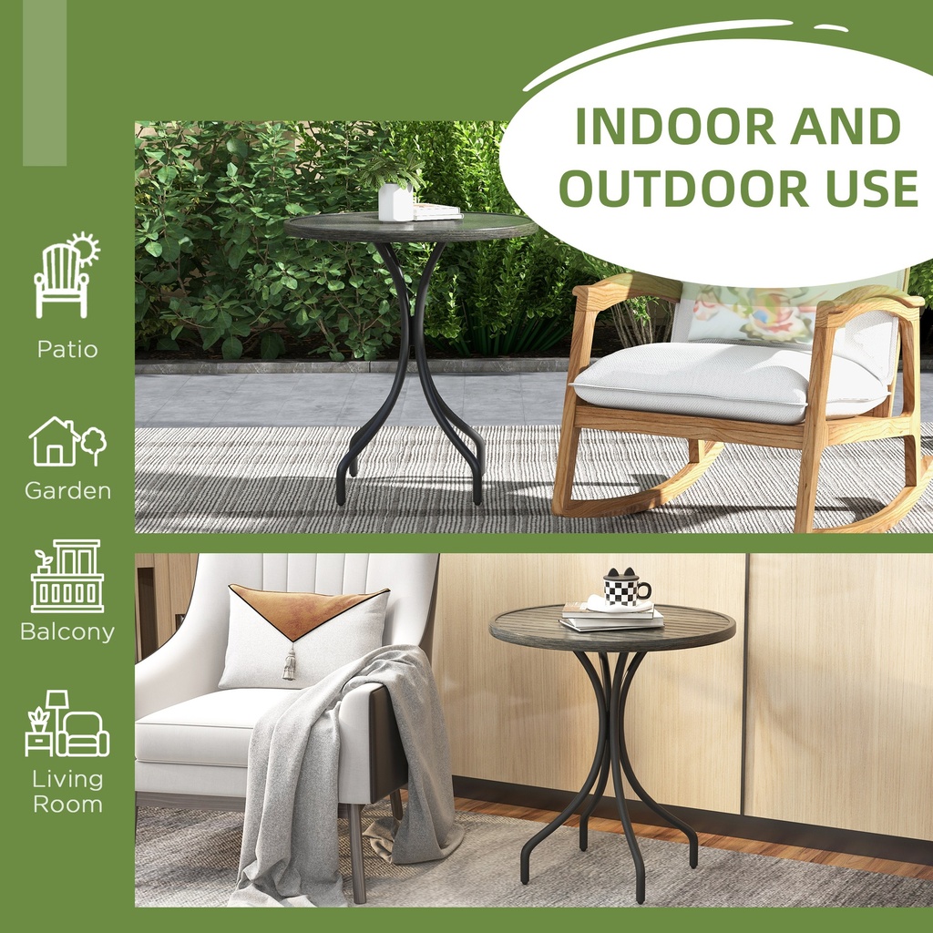 Garden Table 66cm x 66cm x 71.5Hcm Grey Wood Grain - Photo 6