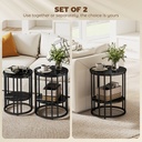 HOMCOM Marble-Effect Coffee Tables Set of 2 - Black - Photo 5