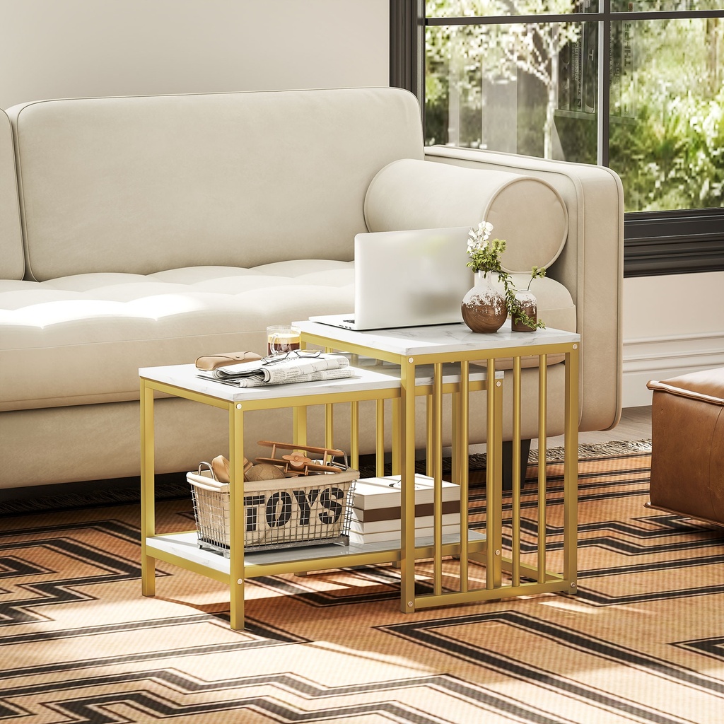 Coffee Table Set 45cmx40cmx52cm Gold Tone - Photo 2