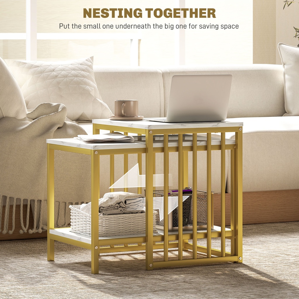 Coffee Table Set 45cmx40cmx52cm Gold Tone - Photo 4