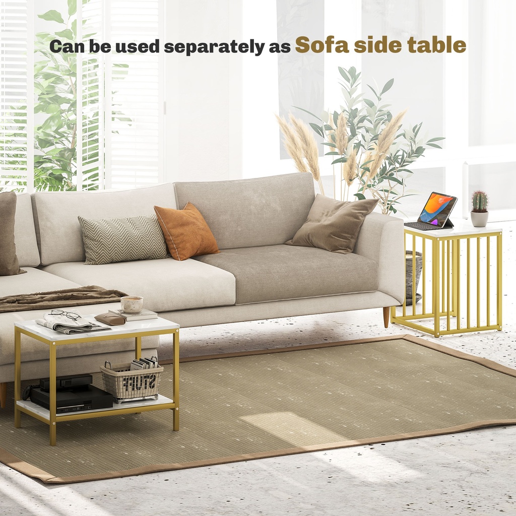 Coffee Table Set 45cmx40cmx52cm Gold Tone - Photo 6