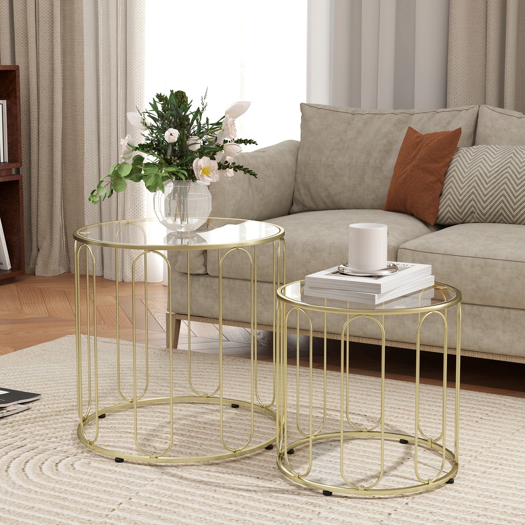 Coffee Table Set 50W x 50D x 50Hcm Gold Tone - Photo 2