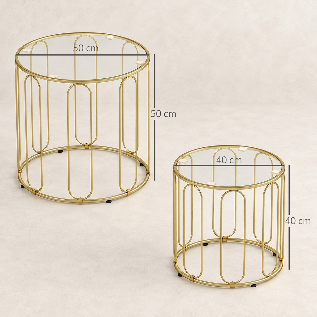 Coffee Table Set 50W x 50D x 50Hcm Gold Tone - Photo 3