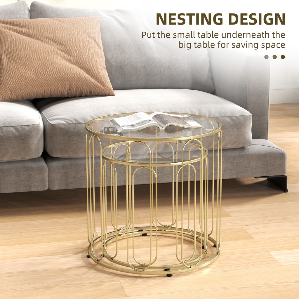 Coffee Table Set 50W x 50D x 50Hcm Gold Tone - Photo 4