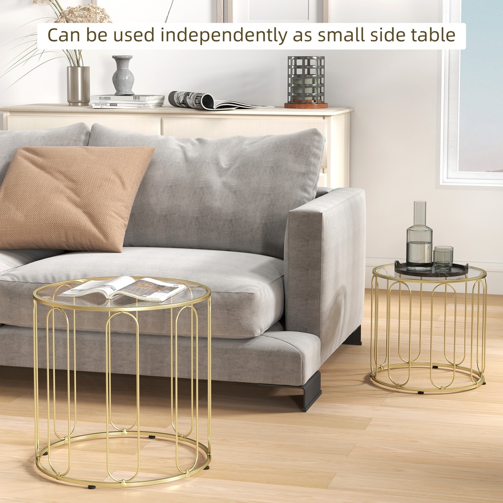Coffee Table Set 50W x 50D x 50Hcm Gold Tone - Photo 5