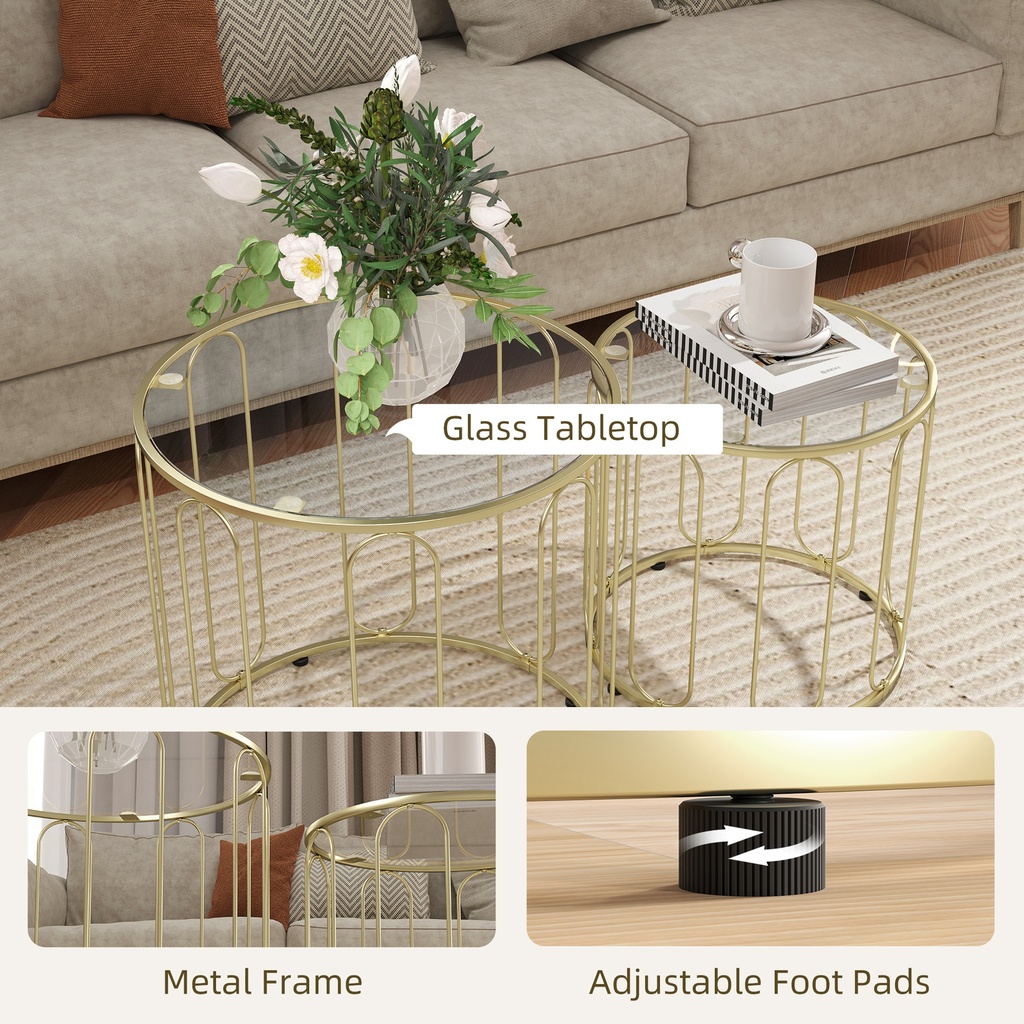 Coffee Table Set 50W x 50D x 50Hcm Gold Tone - Photo 6
