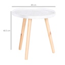 HOMCOM Round Coffee Table Set of 2 Wood Legs White - Photo 3