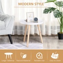 HOMCOM Round Coffee Table Set of 2 Wood Legs White - Photo 4