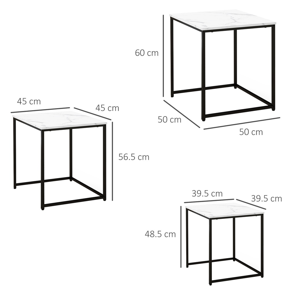 HOMCOM Nest of 3 Tables Marble Effect Finish - Photo 3