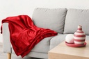 Plush Flannel Fleece Blanket - Super Soft Throw in Red - Image 5