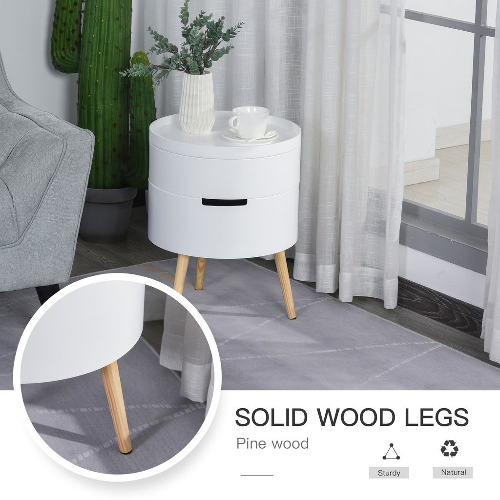 HOMCOM Round Coffee Table with Storage White 3-Tier - Photo 6