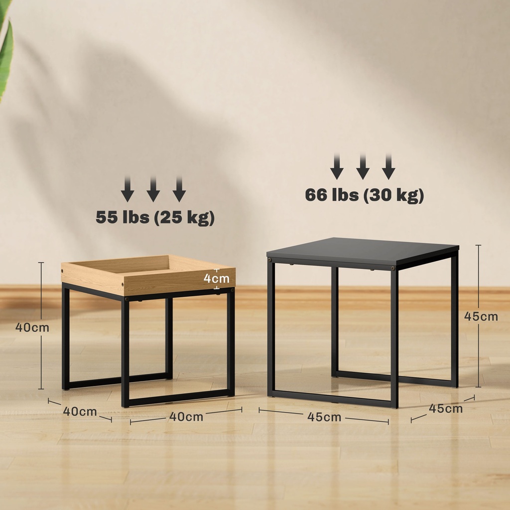 Coffee Table Set 45W x 45D x 45Hcm Black - Photo 3