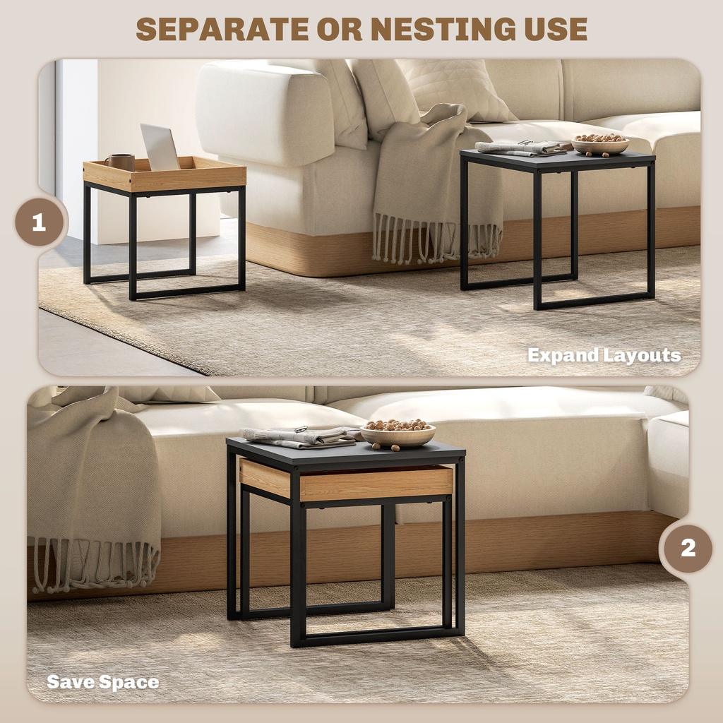 Coffee Table Set 45W x 45D x 45Hcm Black - Photo 4
