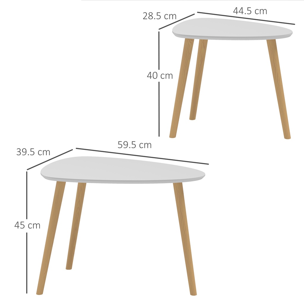 Side Table Set 59.5cmx39.5cmx45cm Light Grey - Photo 3