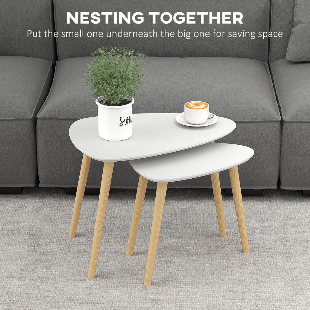 Side Table Set 59.5cmx39.5cmx45cm Light Grey - Photo 4