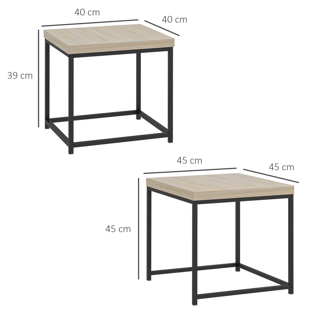 Coffee Table Set 45x45x45cm Oak | Home Flatpack
