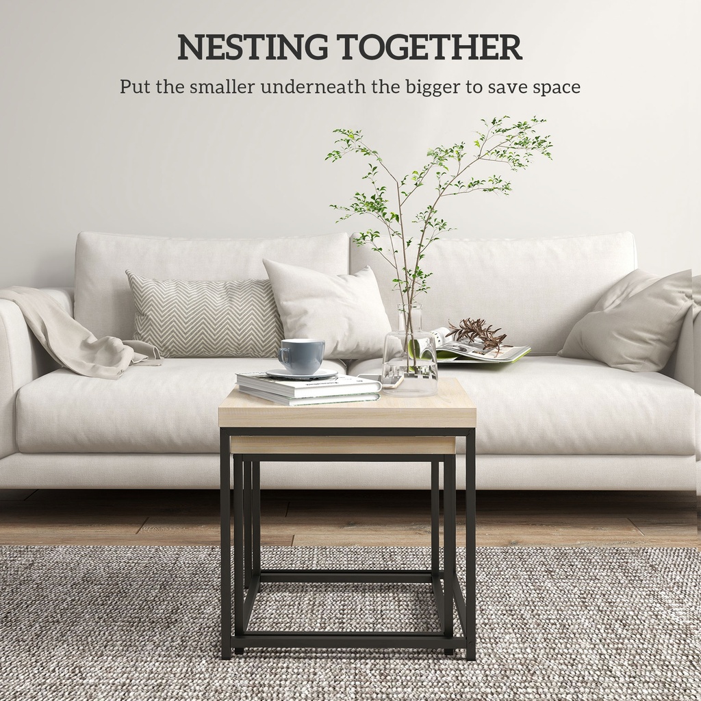 Coffee Table Set 45x45x45cm Oak - Photo 4