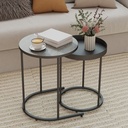 HOMCOM Round Nesting Side Table Set of 2 Grey - Photo 2