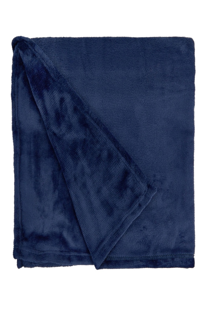 Plush Flannel Fleece Blanket - Super Soft Throw in Navy - Image 2