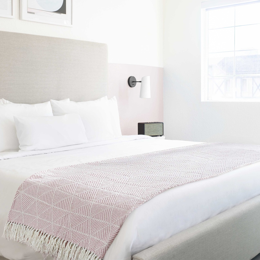 Geo Diamond - Recycled Cotton Throw in Blush - Image 2