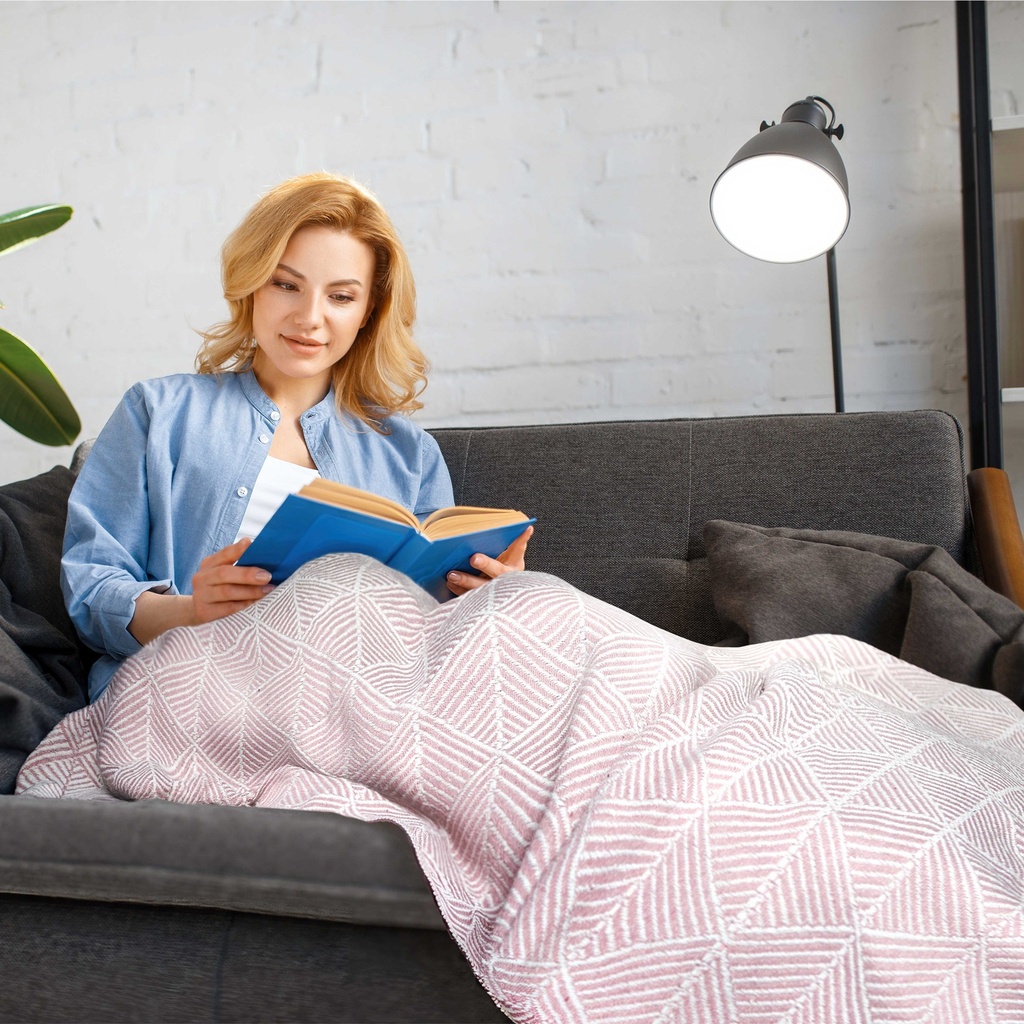 Geo Diamond - Recycled Cotton Throw in Blush - Image 3